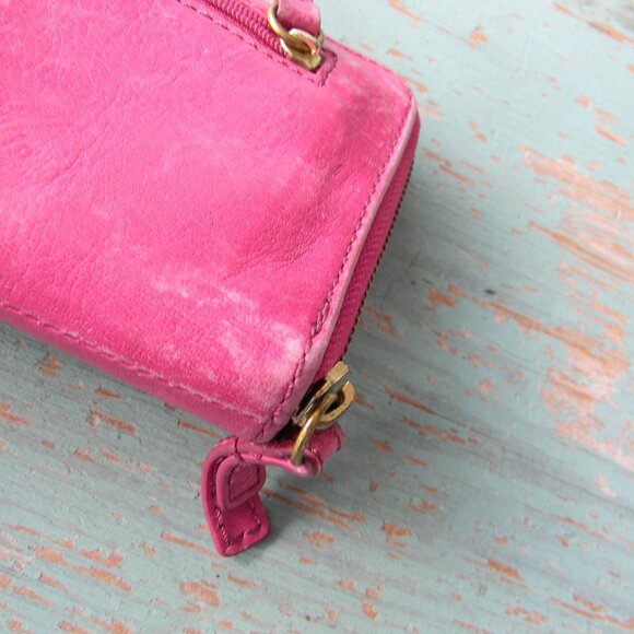FOSSIL LARGE ZIP AROUND PINK LEATHER WALLET - Picture 5 of 7
